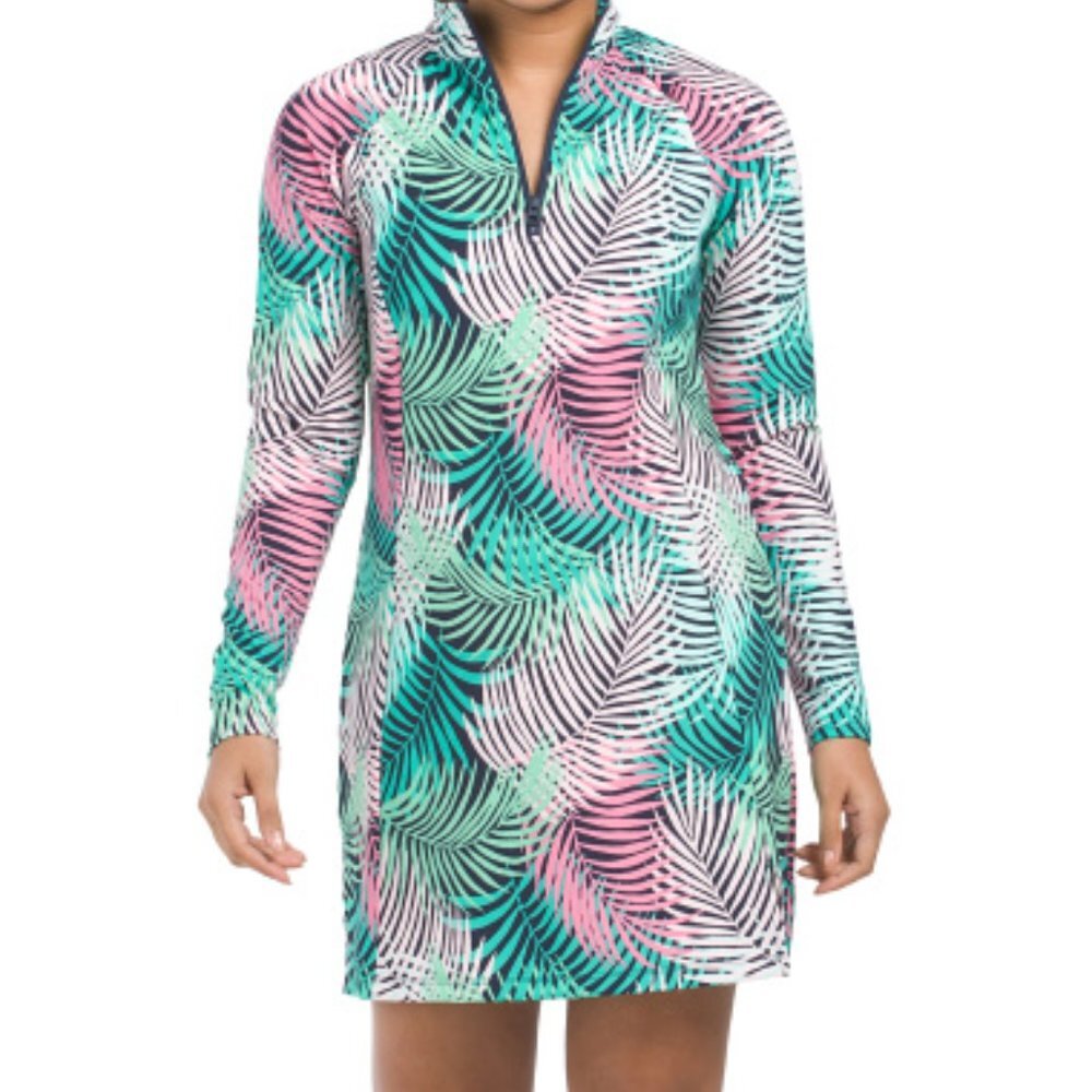 NWT Tommy Bahama Active Long Sleeve Half Zip Raglan Mini Dress XS